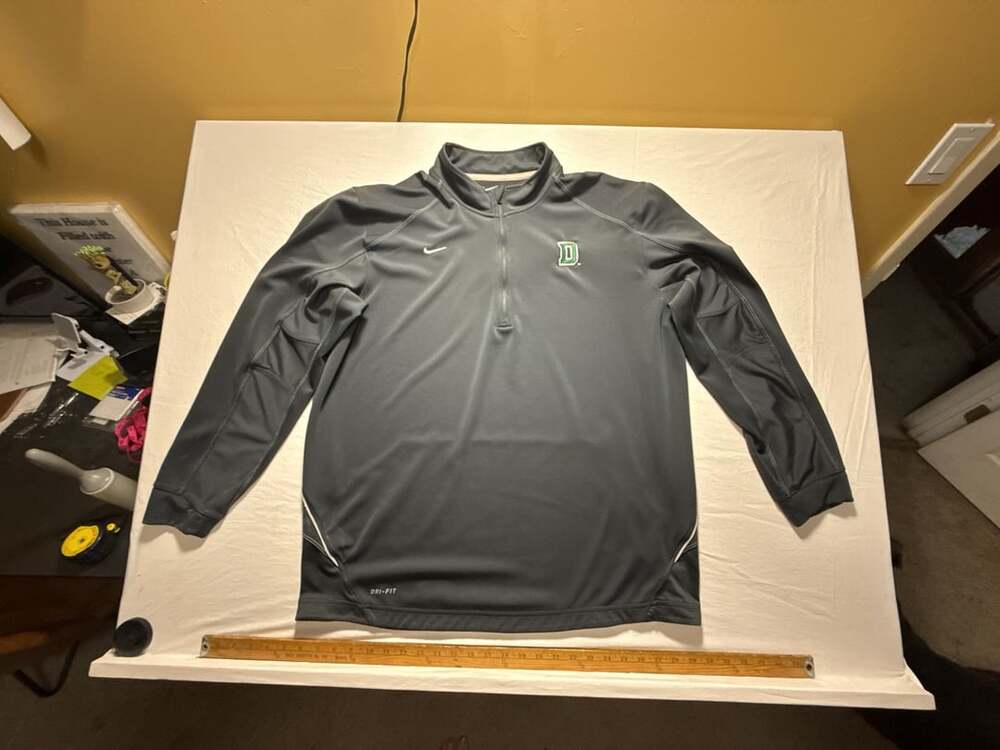 Nike Dartmouth Big Green 1/4 Zip Pullover Size XL Grey Dri-Fit